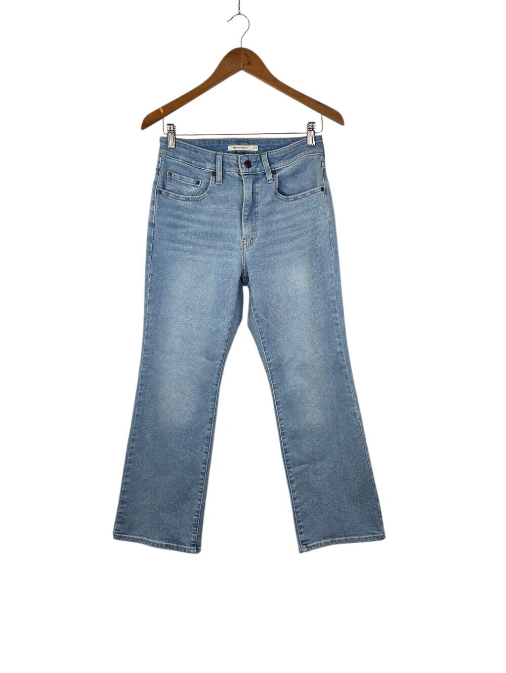 Levis 725 Jeans Women 27 Blue Boot Cut High Rise Stretch Denim Crop Jeans 27×27